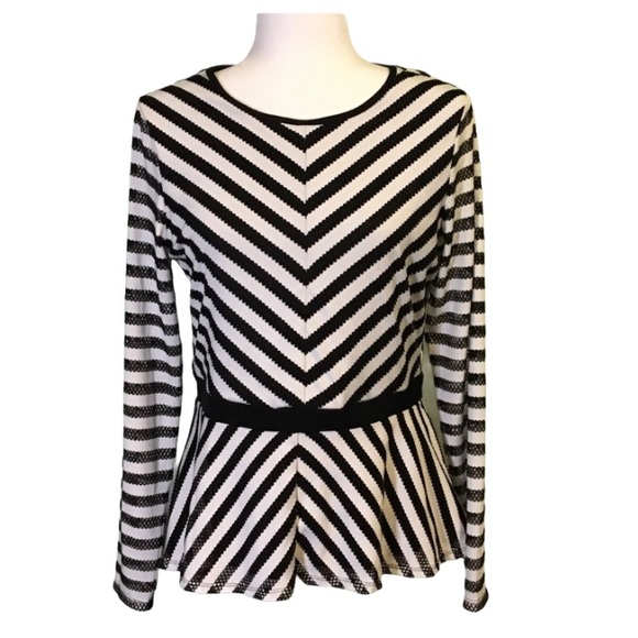 Thalia Sodi Tops - [Thalia Sodi] Peplum Stripe Top